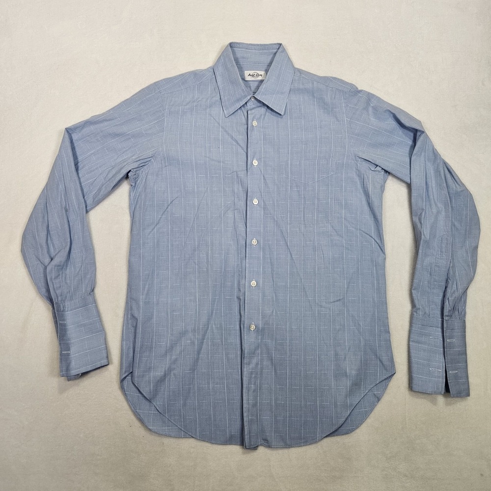 Ascot‎ Chang Men's Shirt Size (L) Blue White Custom Made in Hong Kong Vtg - Picture 2 of 7